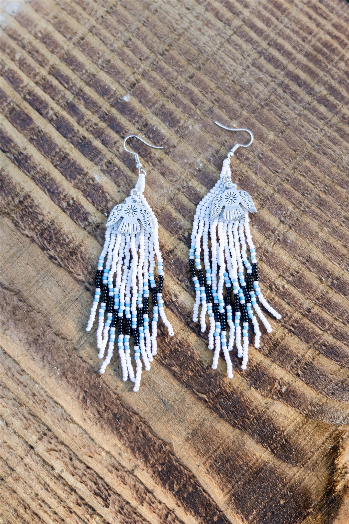 Beaded Earrings w/Thunderbird Pendants