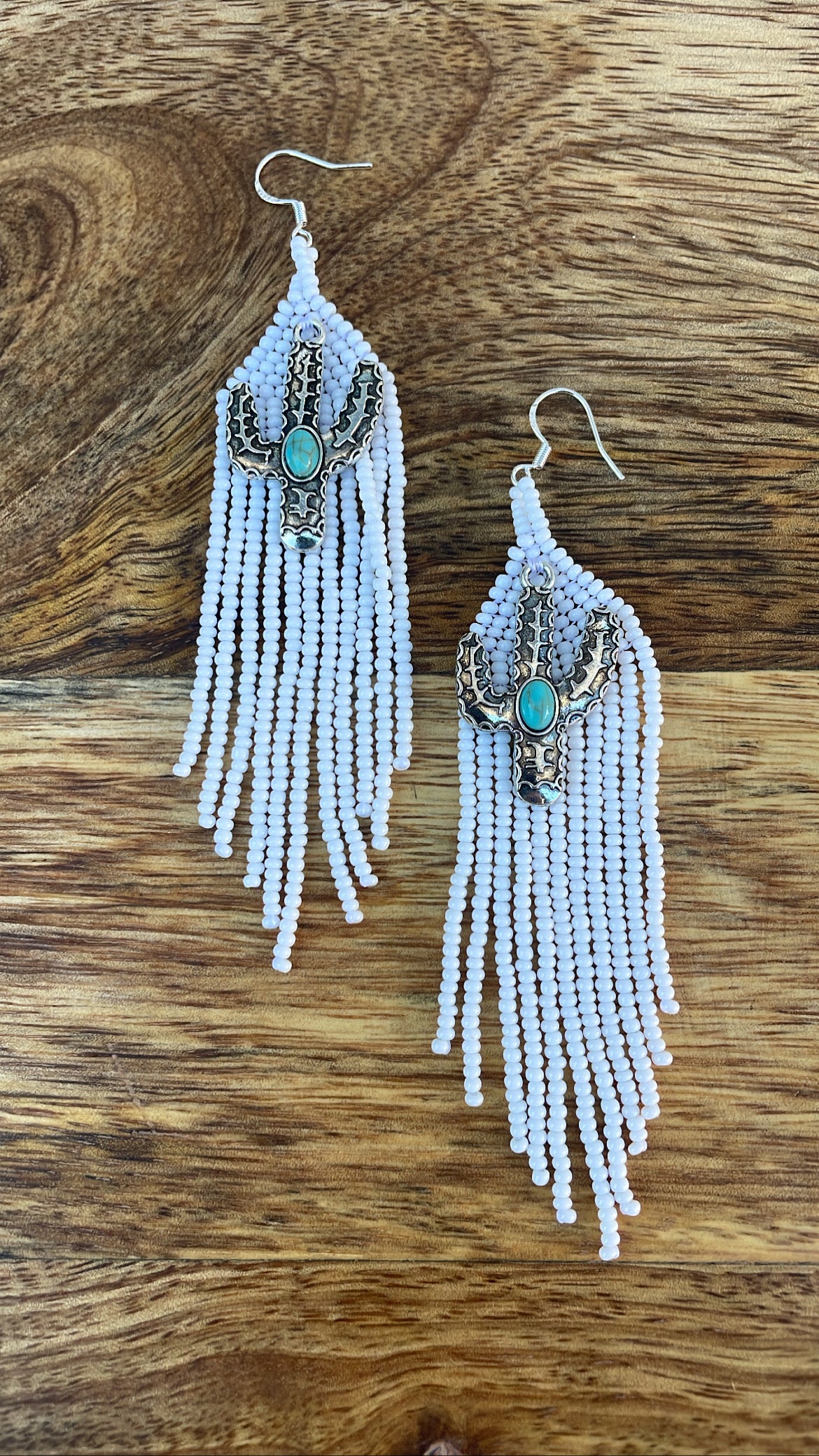 Beaded Earrings w/Cactus Pendants