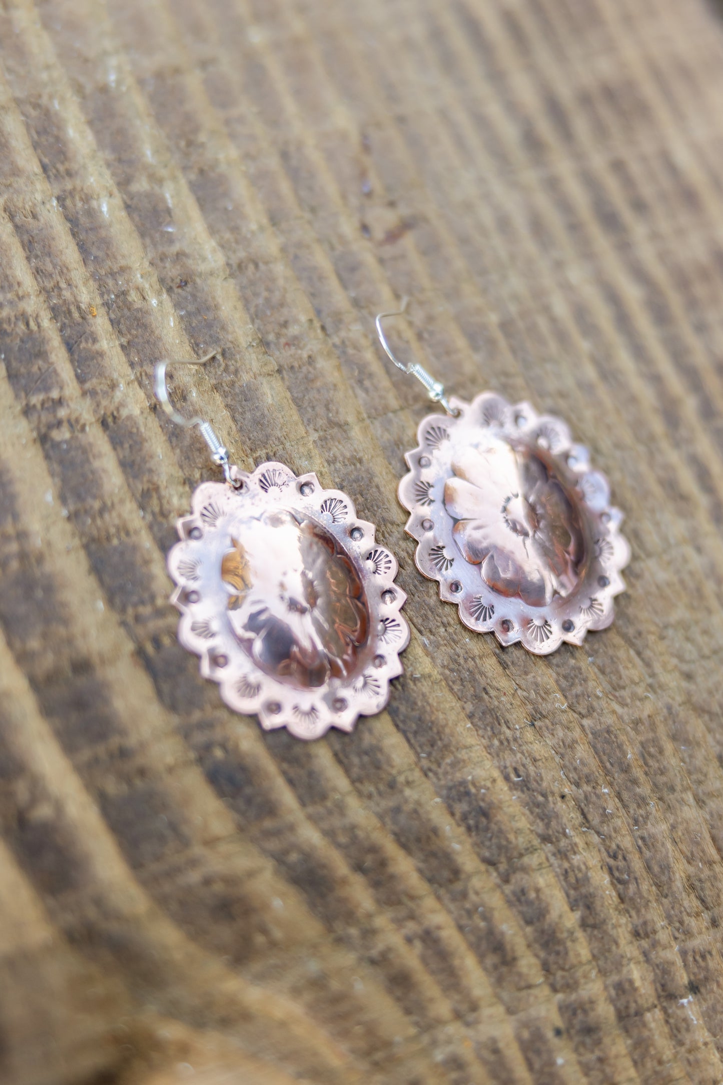 Handmade Copper Concho Earrings