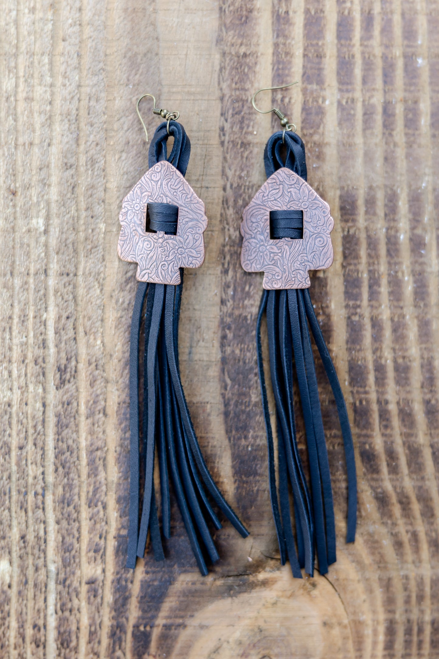 Arrowhead Concho Fringe Earrings