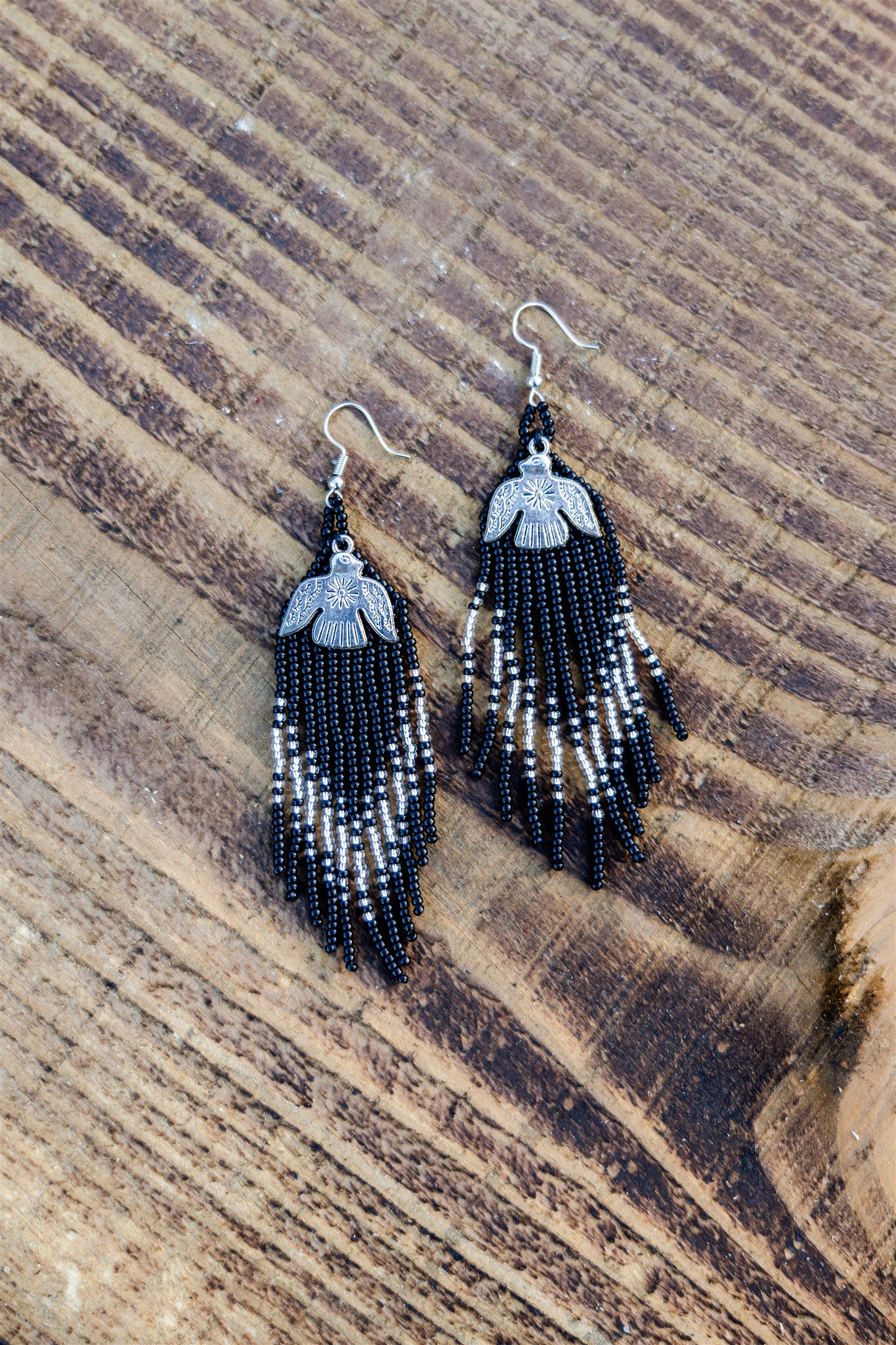Beaded Earrings w/Thunderbird Pendants