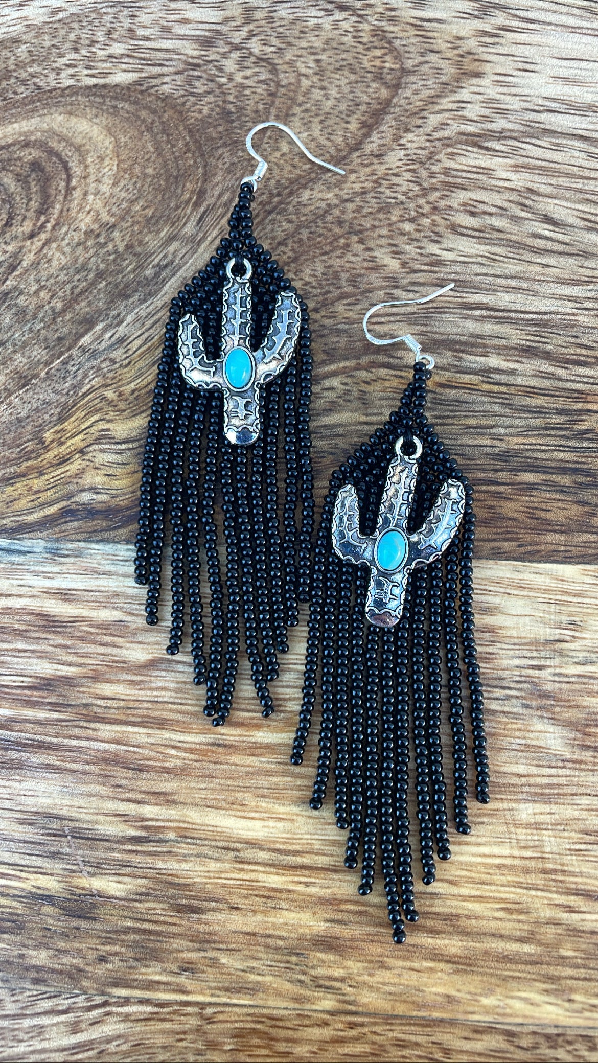 Beaded Earrings w/Cactus Pendants