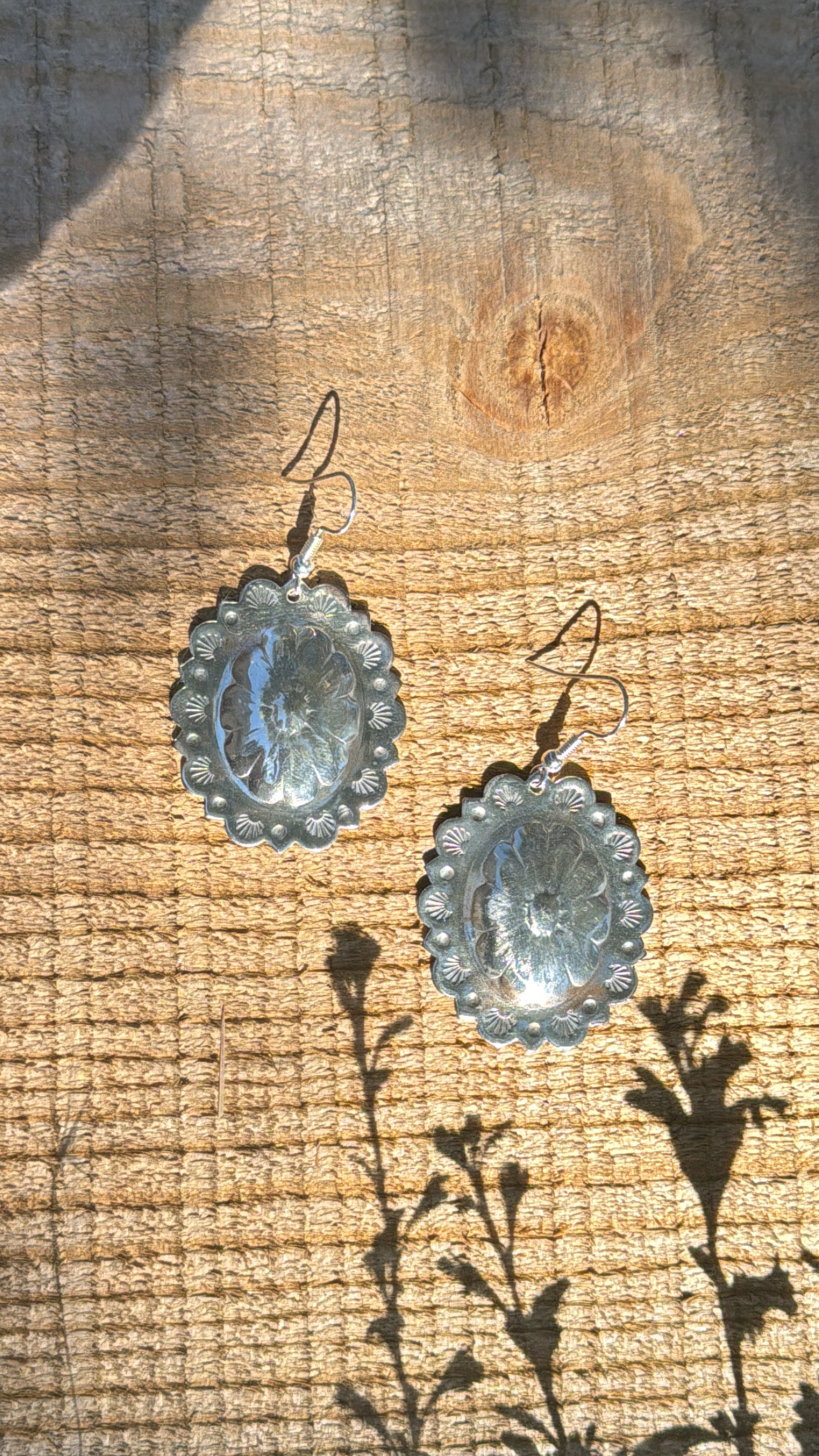 Nickel Silver Concho Earrings