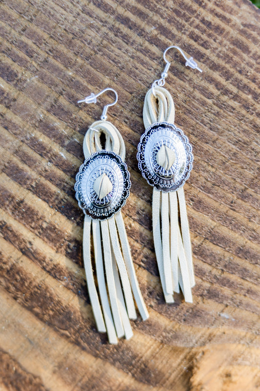 Silver Concho Fringe Earrings