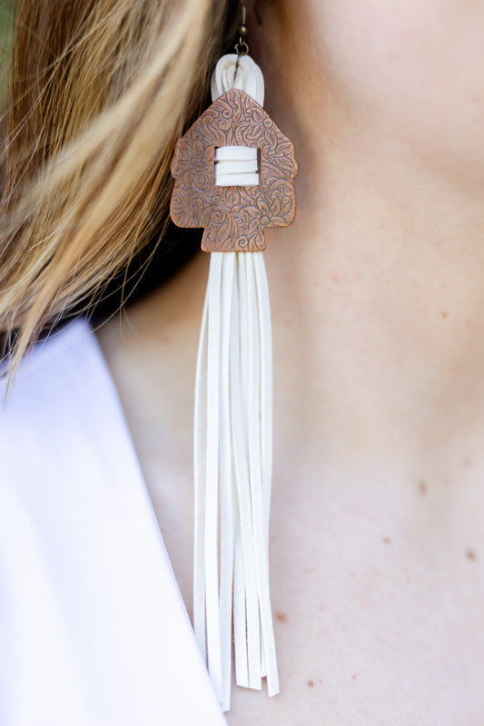 Arrowhead Concho Fringe Earrings