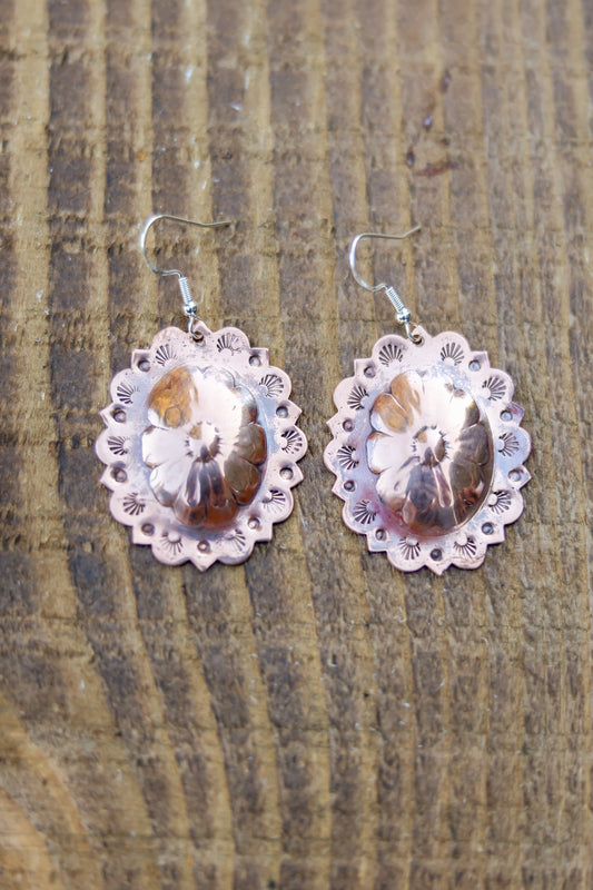 Handmade Copper Concho Earrings