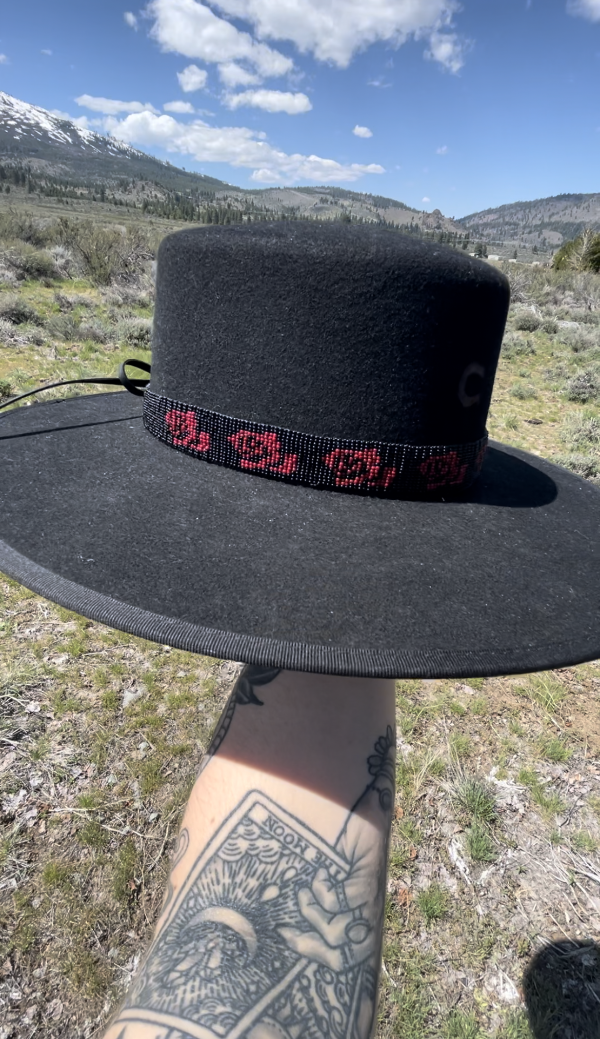Rose Pattern Beaded Hatband